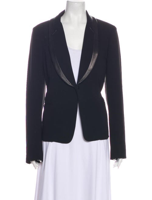 Diane von Furstenberg Leather-Trimmed Blazer Black