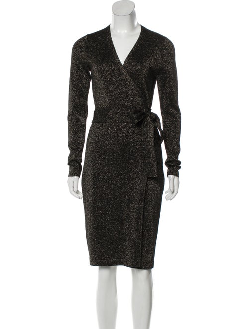 Diane von Furstenberg Metallic Wrap Dress Black