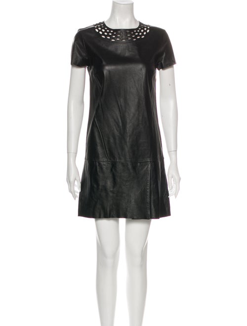 Diane von Furstenberg Leather Mini Dress Black