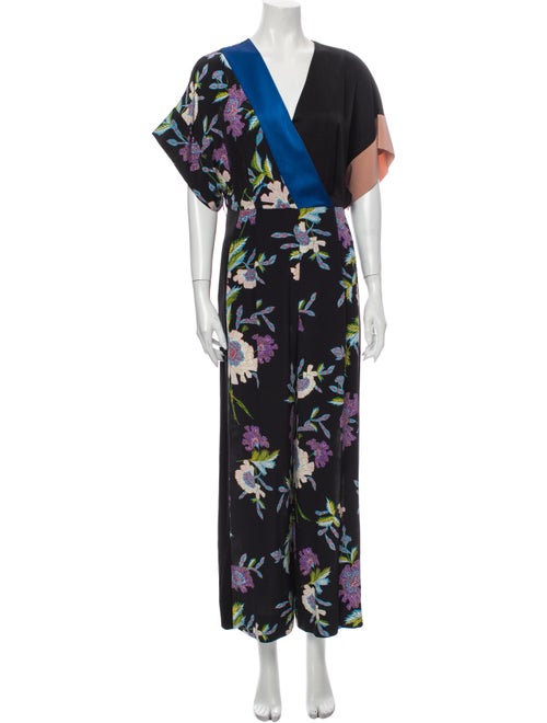 Diane von Furstenberg Silk Printed Jumpsuit Black
