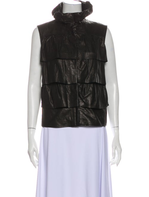 Diane von Furstenberg Leather Vest Black