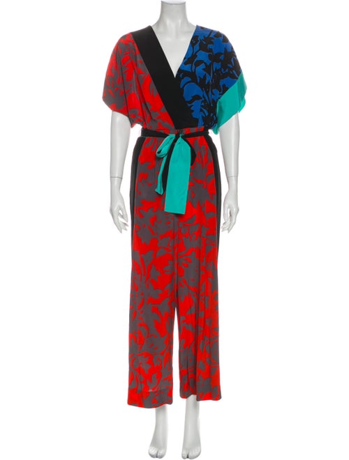 Diane von Furstenberg Silk Printed Jumpsuit Grey