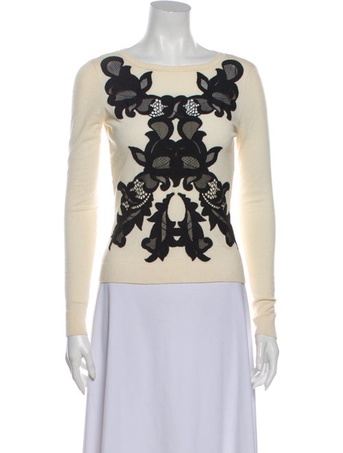 Diane von Furstenberg Merino Wool Lace Pattern Swe