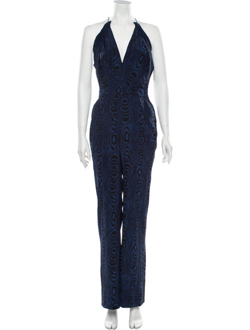 Diane von Furstenberg Silk Printed Jumpsuit Blue