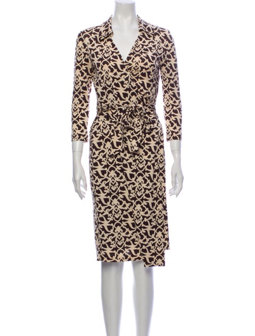 Diane von Furstenberg Silk Midi Length Dress Brown