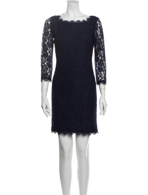 Diane von Furstenberg Lace Pattern Mini Dress Blue