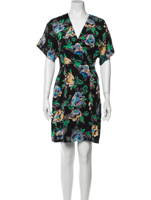 Diane von Furstenberg Floral Print Mini Dress Blac