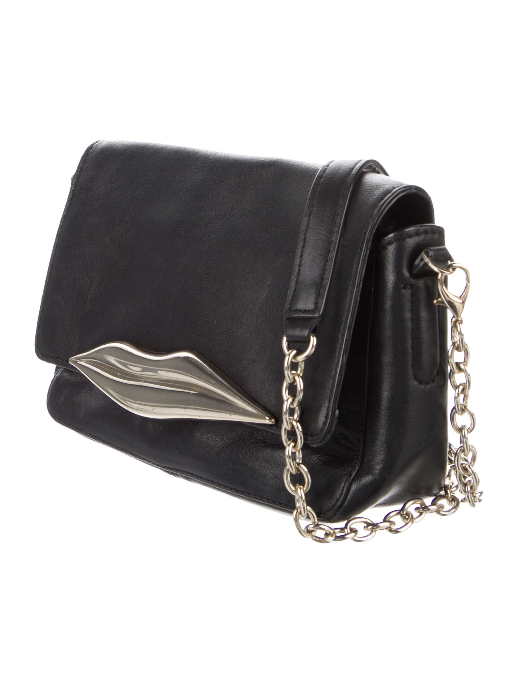Diane von Furstenberg Leather ChainLink Crossbody Bag Black