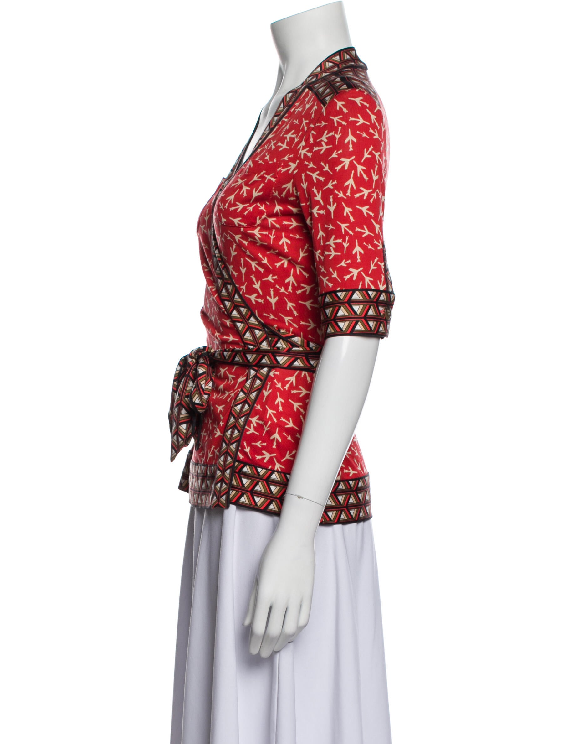 Blouse En Soie Diane Von Furstenberg DVF - Taille 6 - Couleur Crimson - Coupe Décontractée