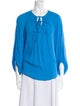 Diane von Furstenberg Tie Neck Three-Quarter Sleeve Blouse