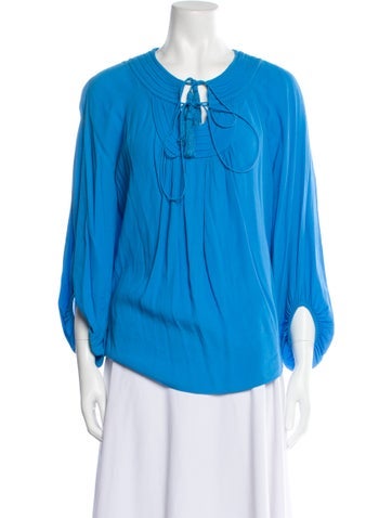 Diane von Furstenberg Tops Tie Neck Three-Quarter Sleeve Blouse US 2 | XS