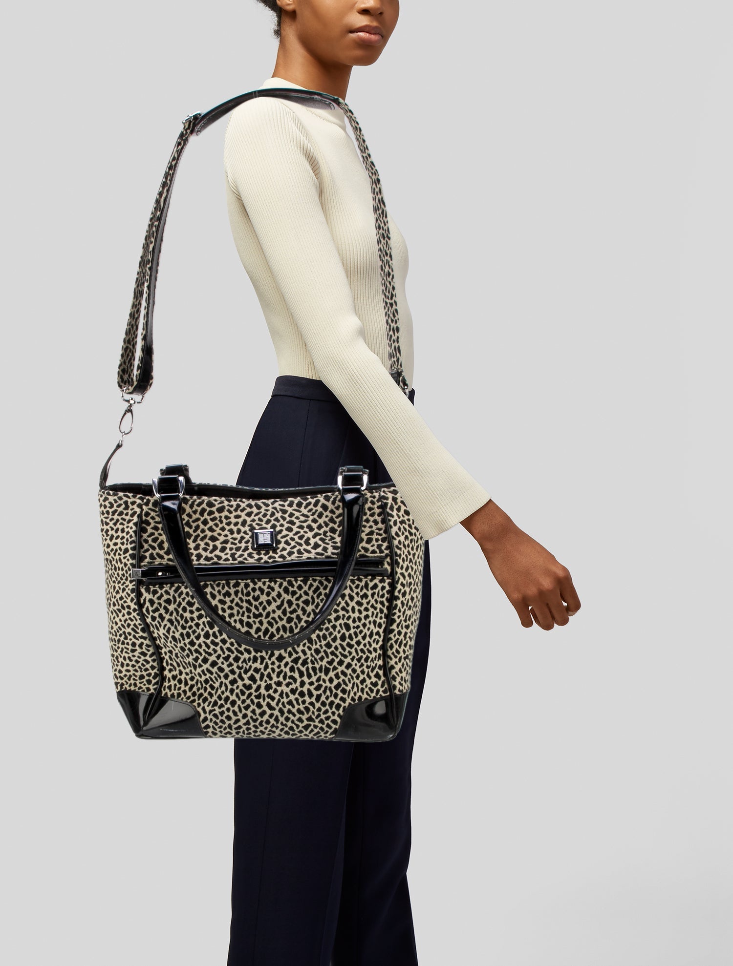 Diane von Furstenberg Canvas Leather Trim Travel Bag