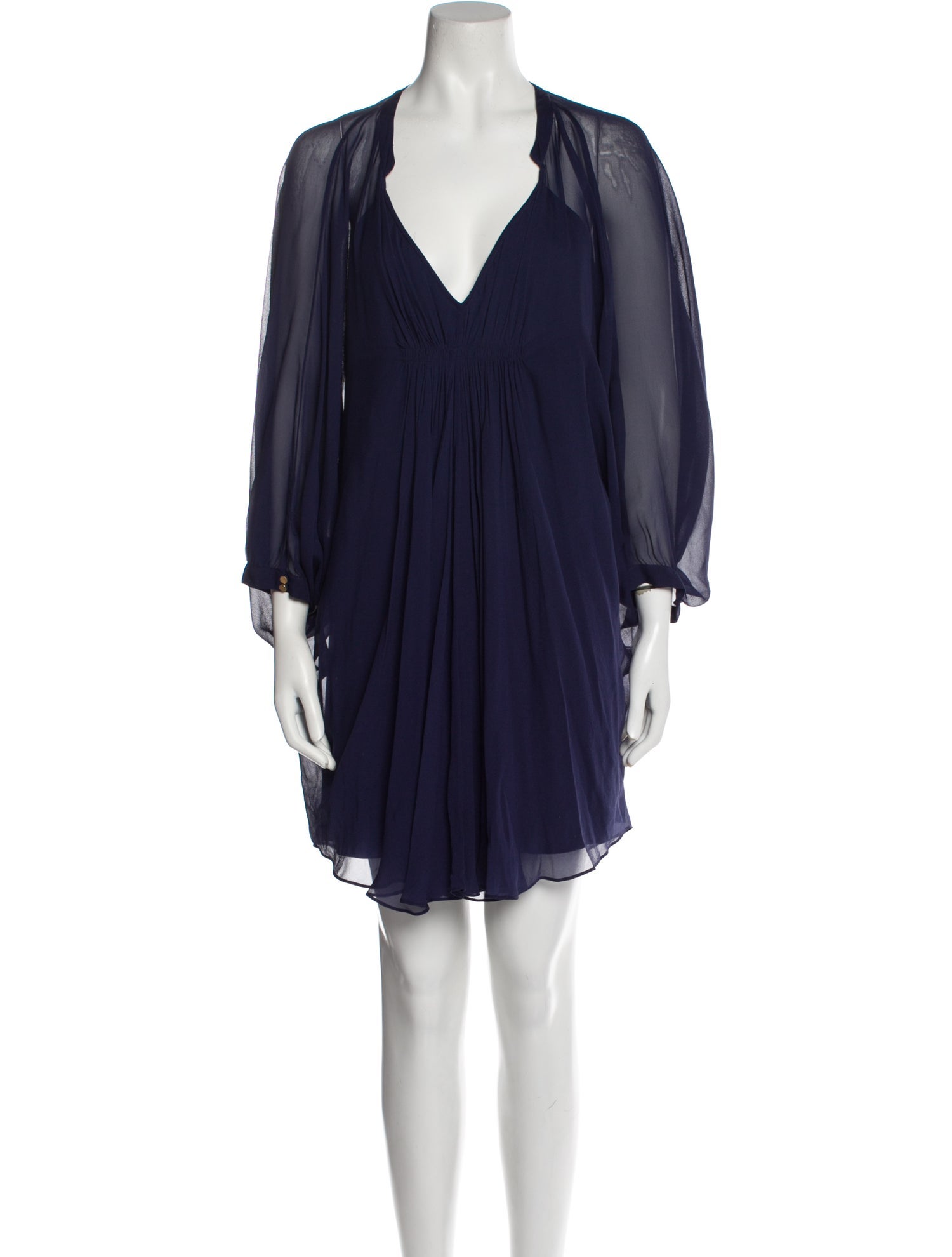 Diana | Dark Blue Paisley Print V-Neck Mini Dress