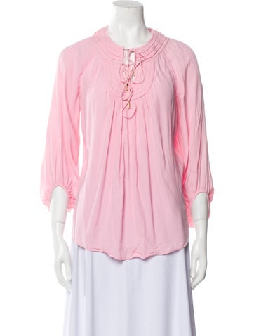 Diane von Furstenberg Tops V-Neck Three-Quarter Sleeve Blouse US 2 | XS