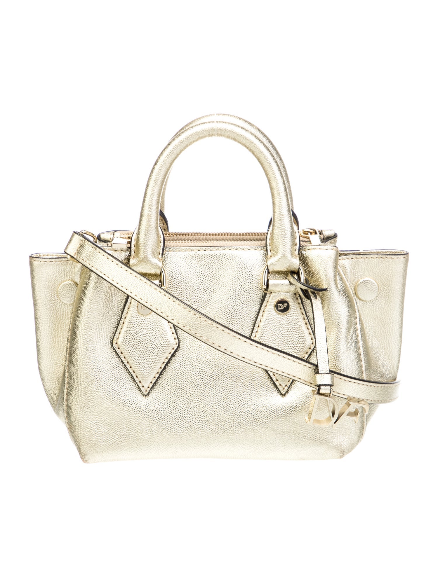 Diane von Furstenberg Leather Top Handle Bag Gold Handle Bags