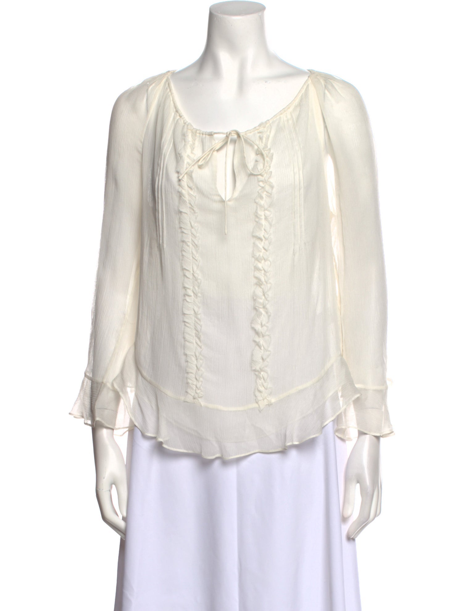 Diane von Furstenberg Scoop Neck Three-Quarter Sleeve Blouse