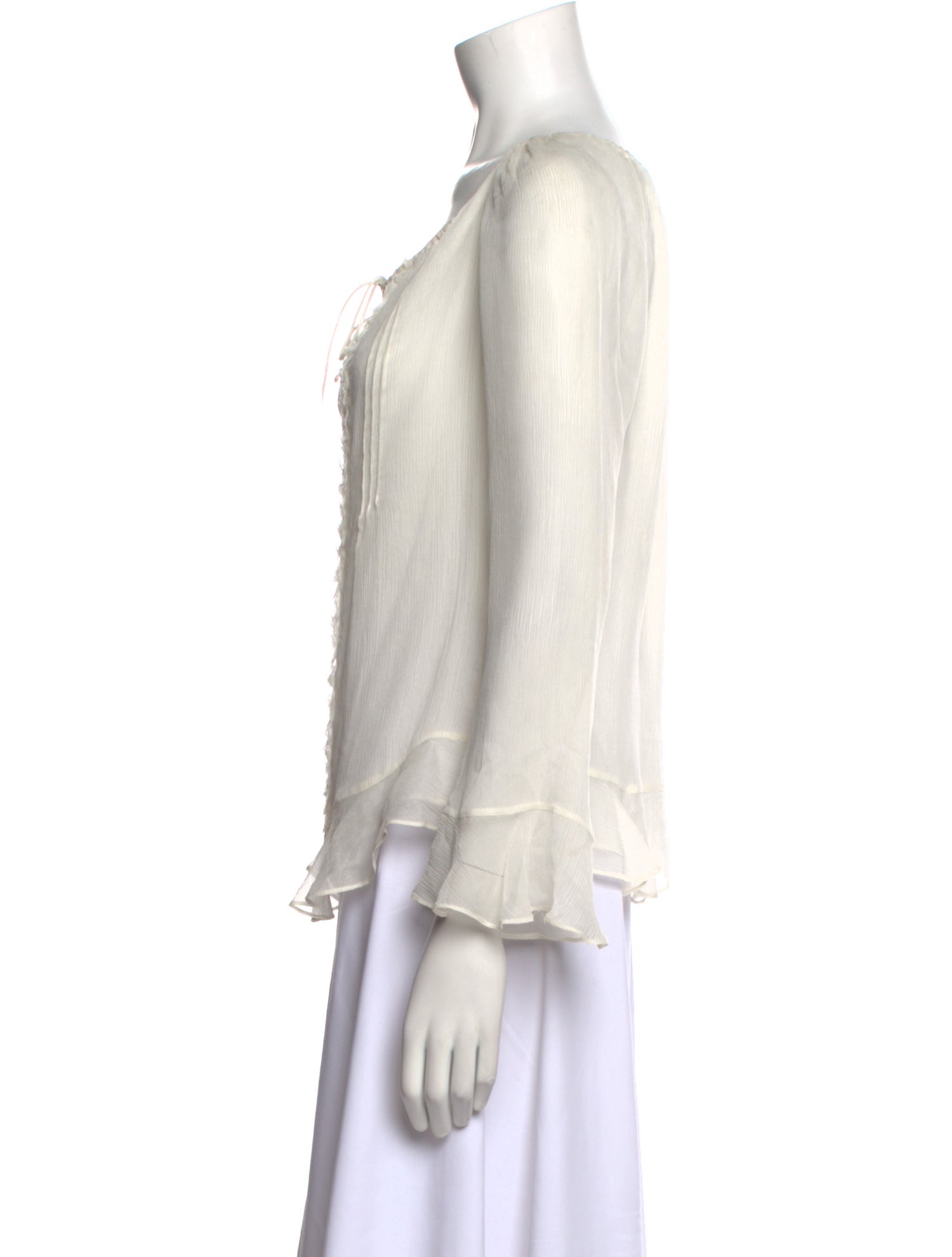 Diane von Furstenberg Scoop Neck Three-Quarter Sleeve Blouse