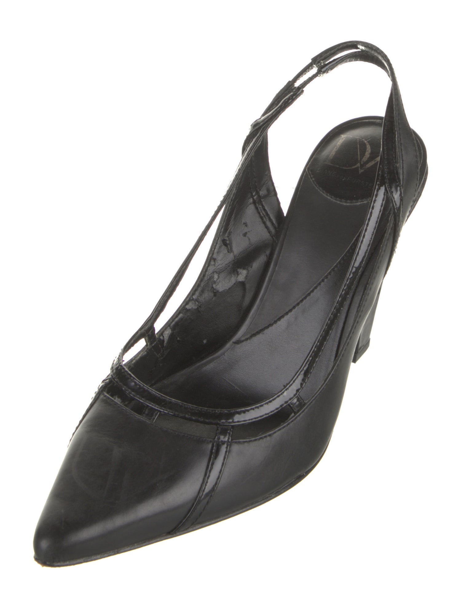 Diane von Furstenberg Leather Cutout Accent Slingback Pumps