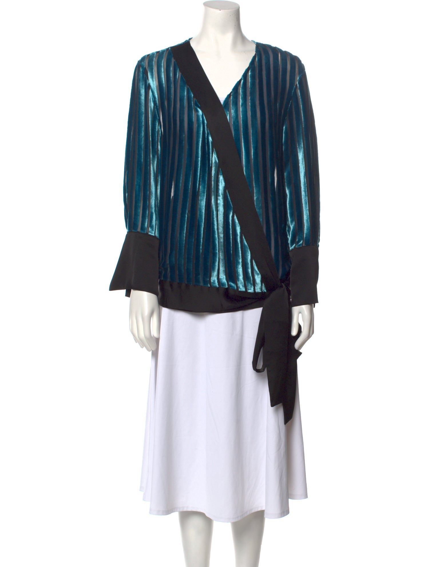 Diane von Furstenberg Striped V-Neck Blouse