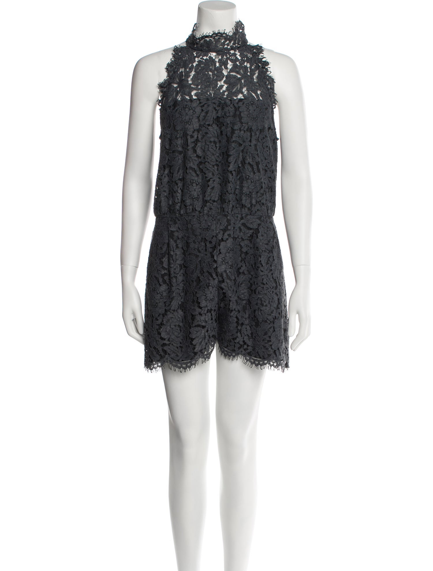 Diane von Furstenberg Lace Pattern Mock Neck Romper