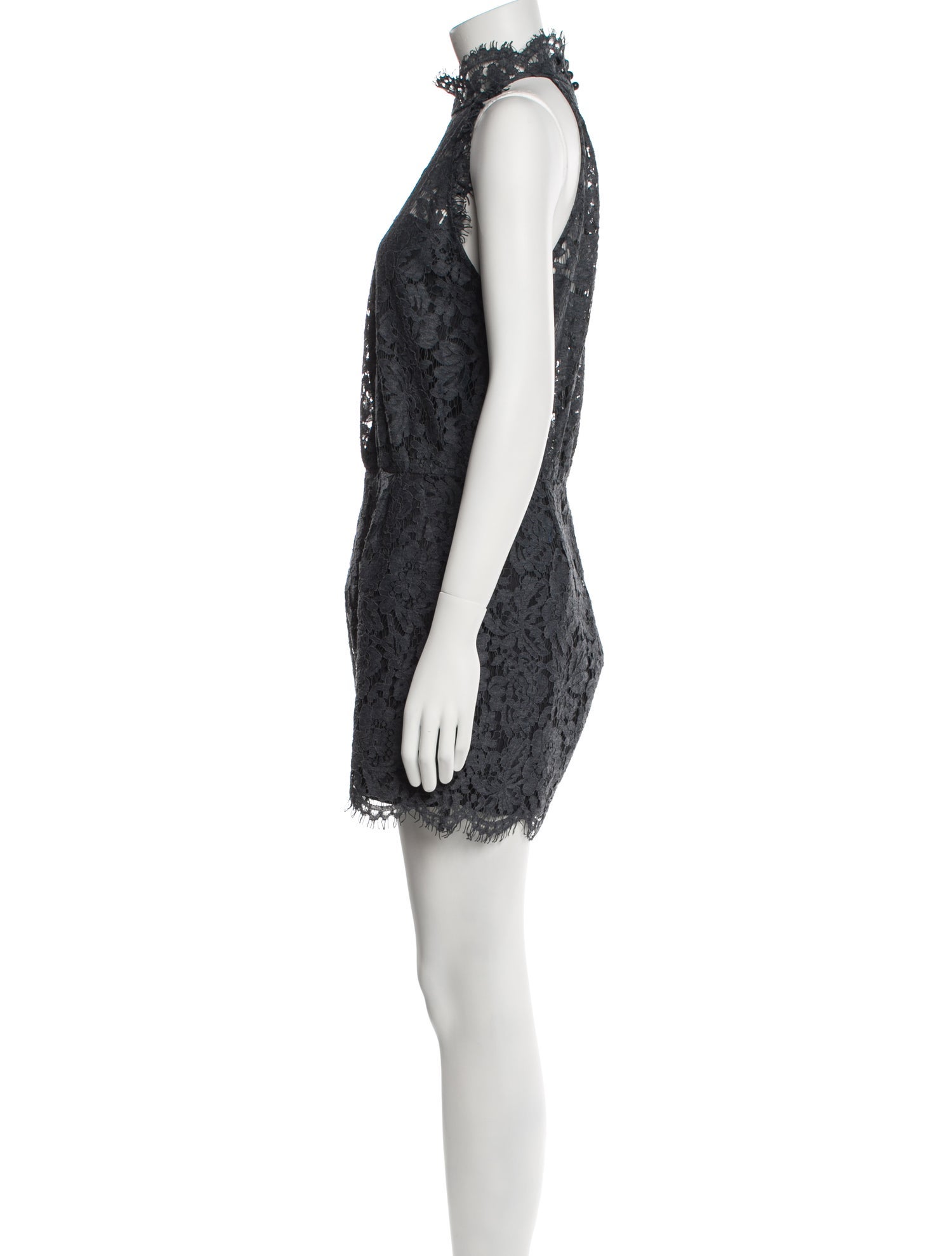 Diane von Furstenberg Lace Pattern Mock Neck Romper