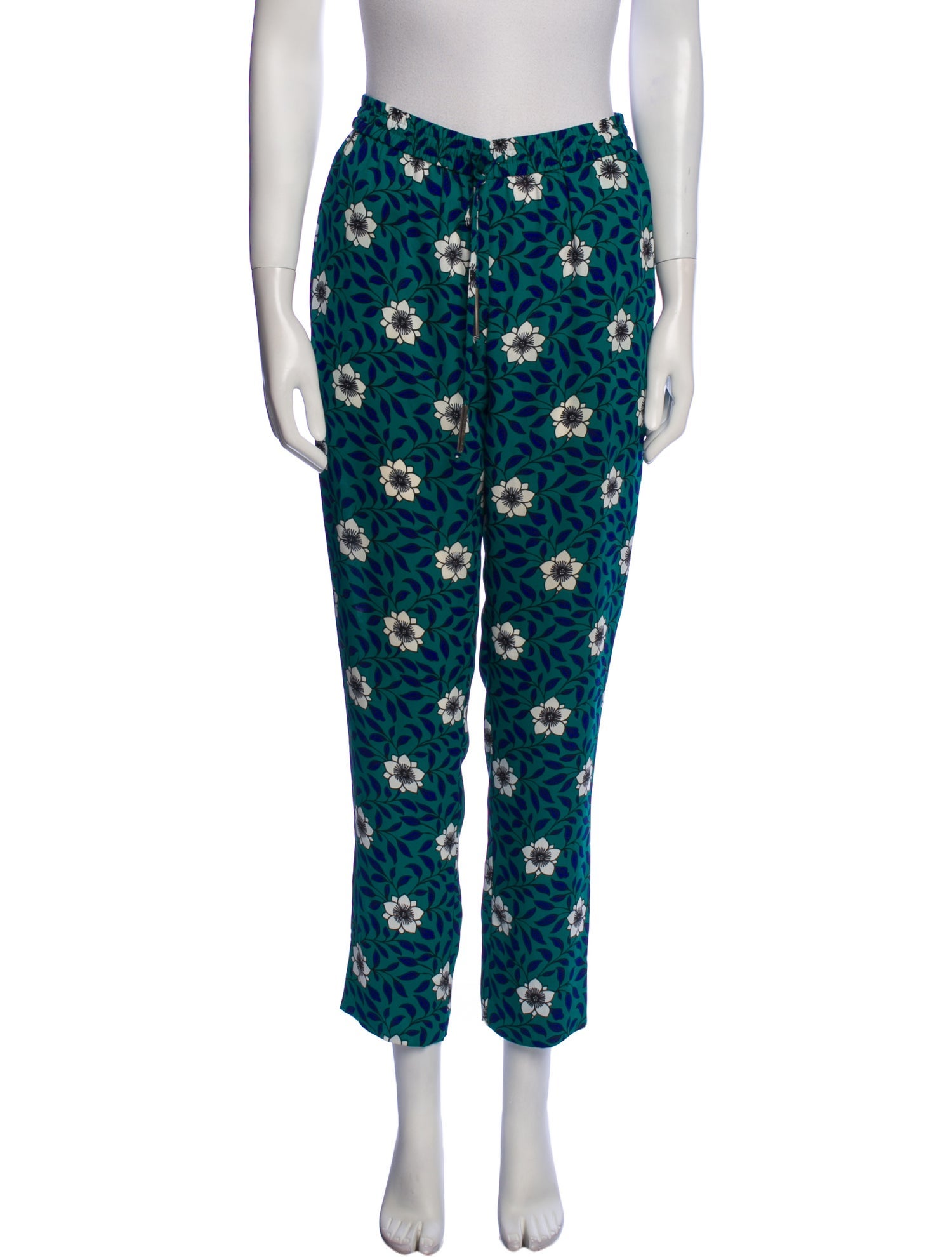Diane von Furstenberg Floral Print Straight Leg Pants