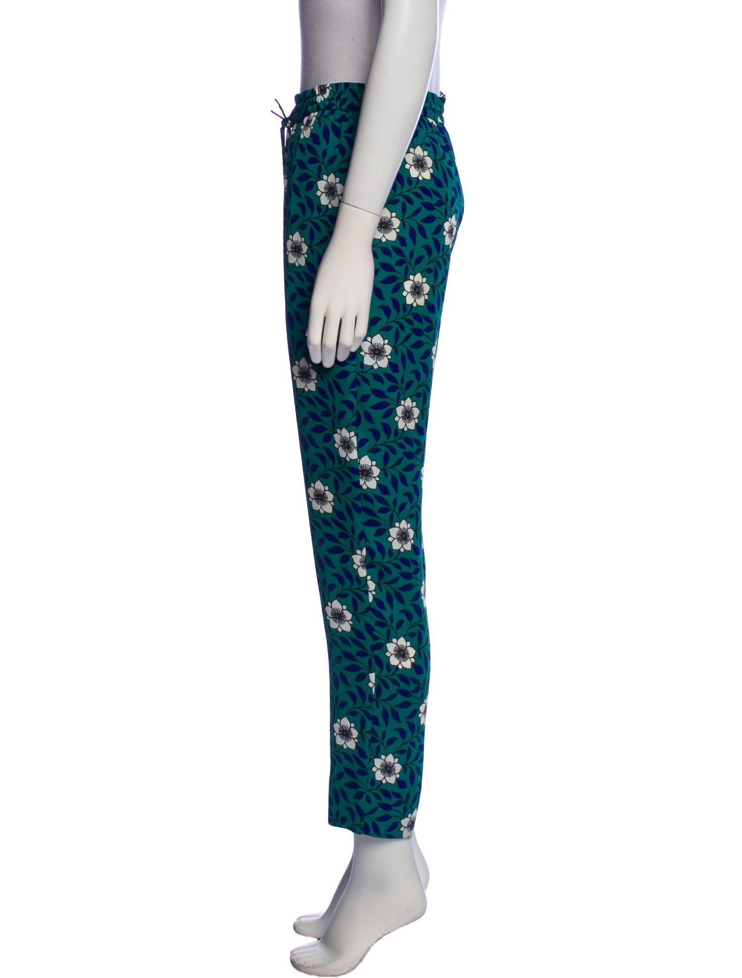 Diane von Furstenberg Floral Print Straight Leg Pants