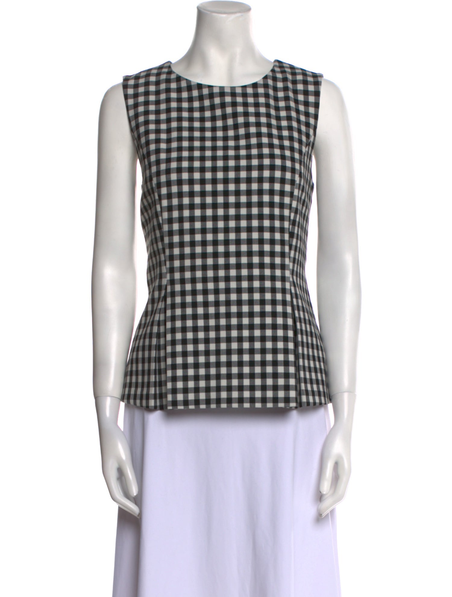 Diane von Furstenberg Plaid Print Crew Neck Top