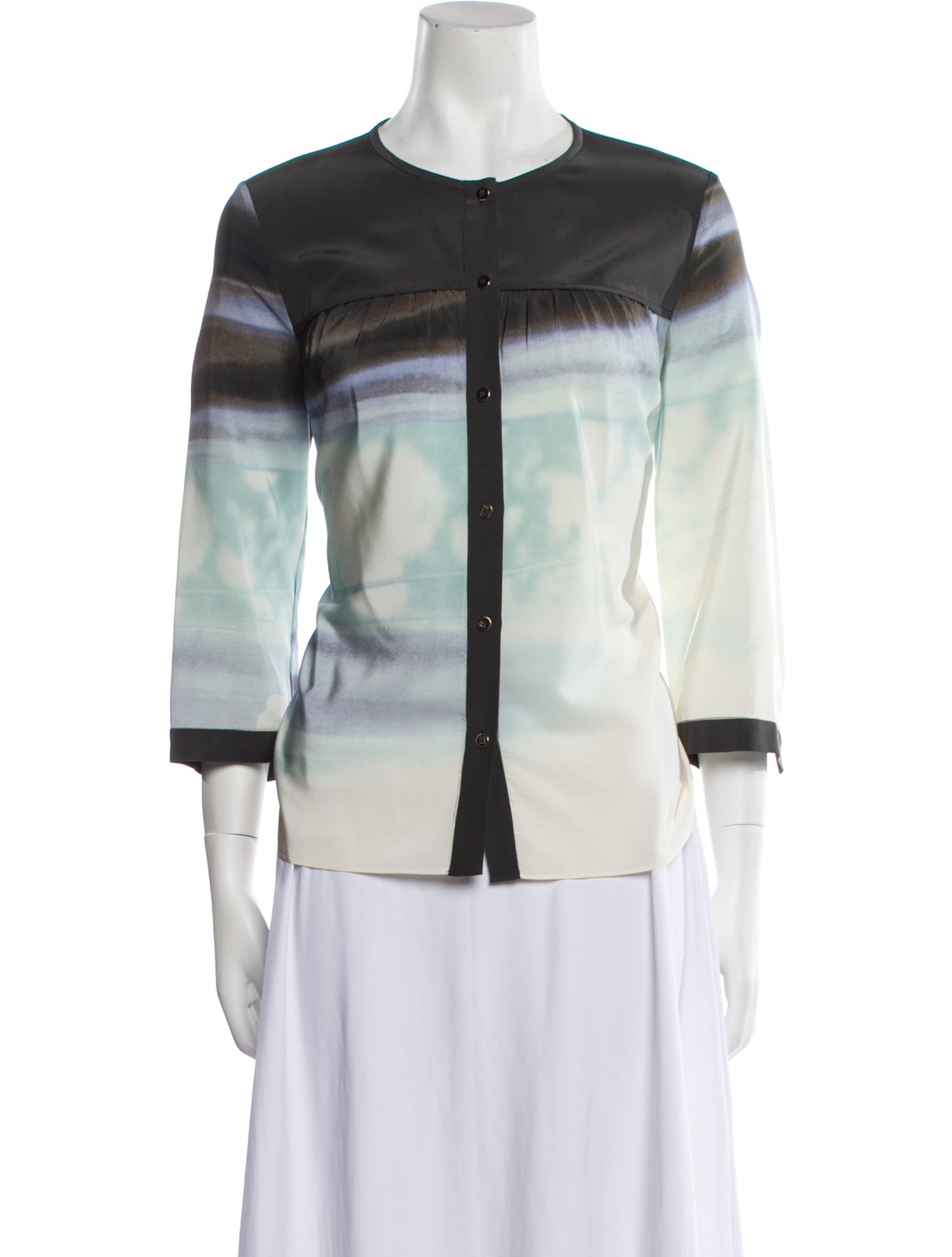 Diane von Furstenberg Silk Tie-Dye Print Button-Up Top