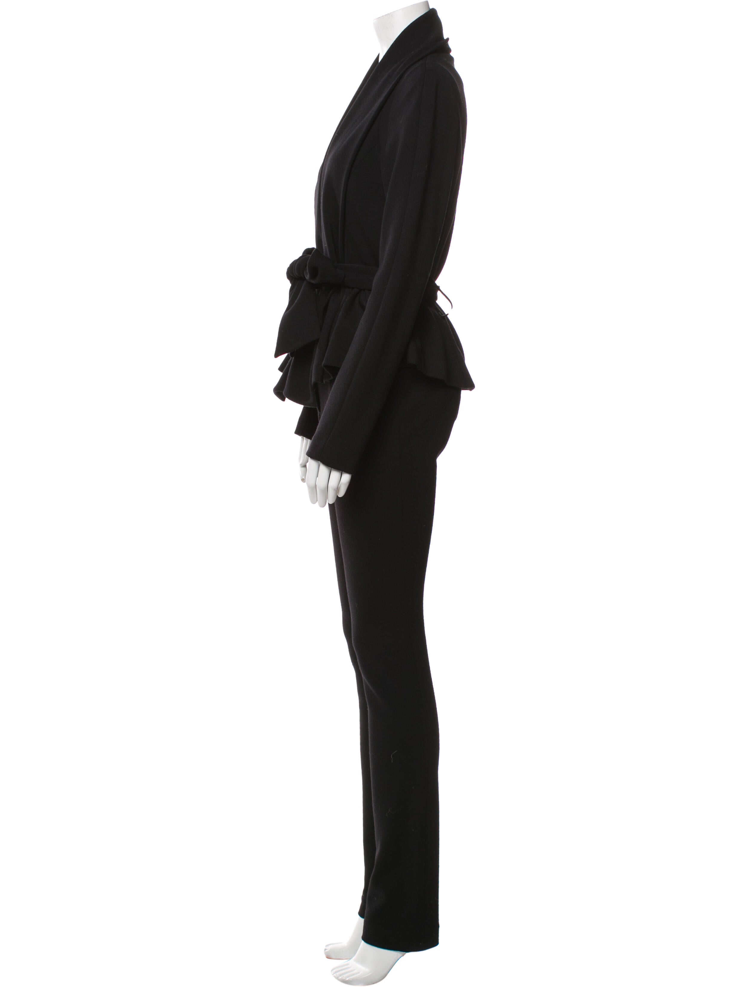 Diane von Furstenberg Wool Ruffle Embellishment Pantsuit