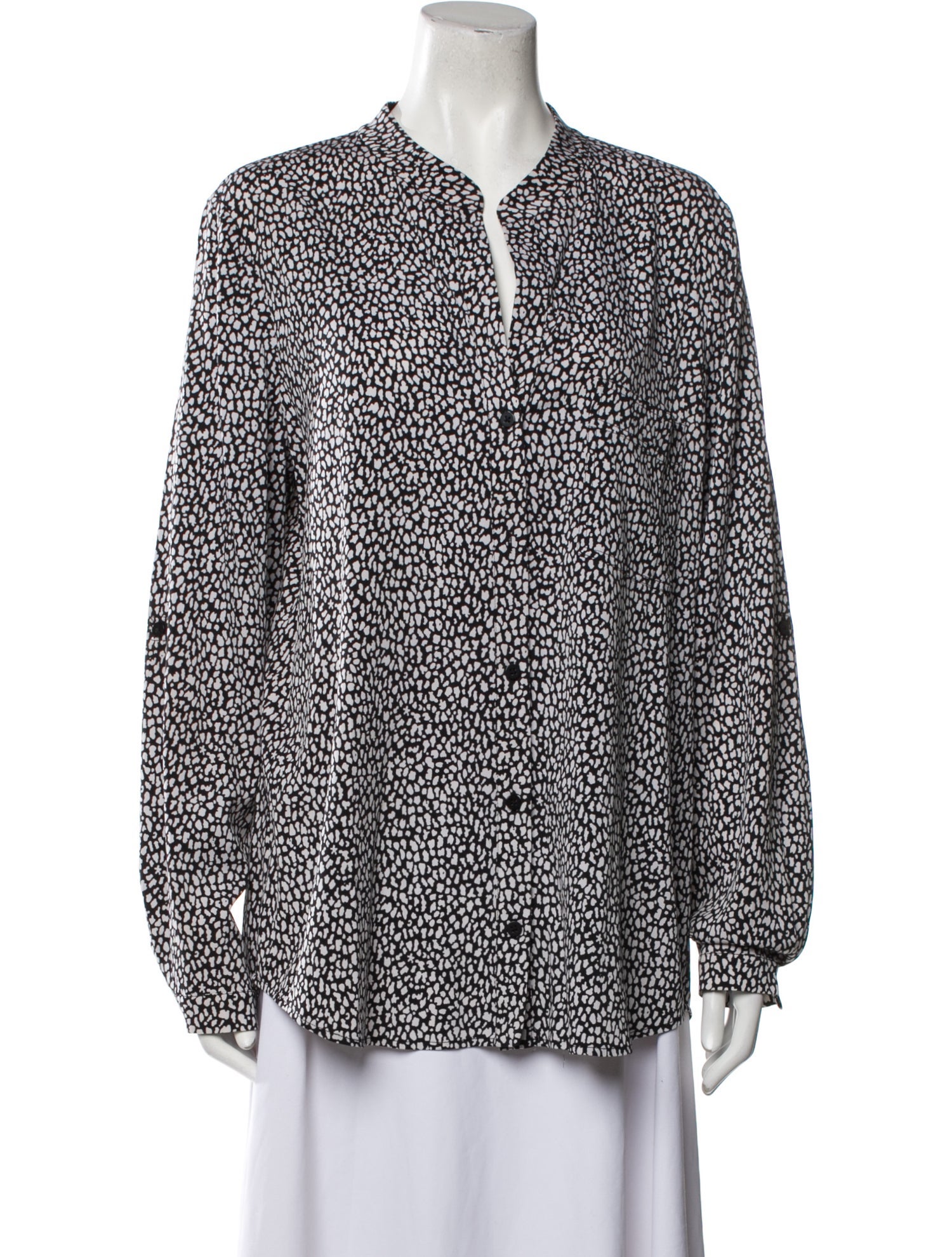 Diane von Furstenberg Printed Long Sleeve Button-Up Top