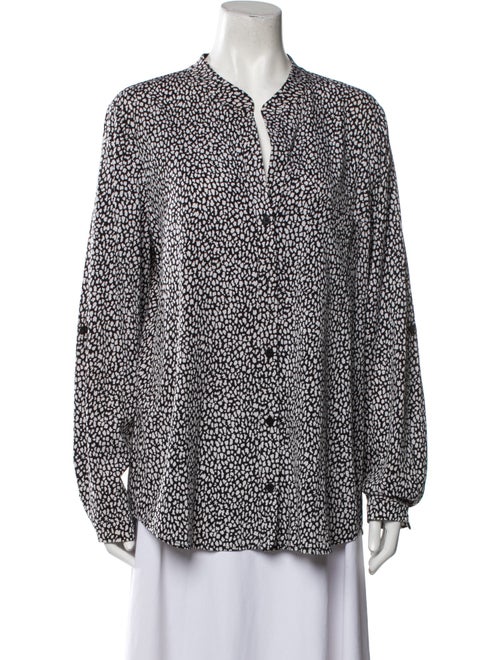 Diane von Furstenberg Printed Long Sleeve Button-Up Top