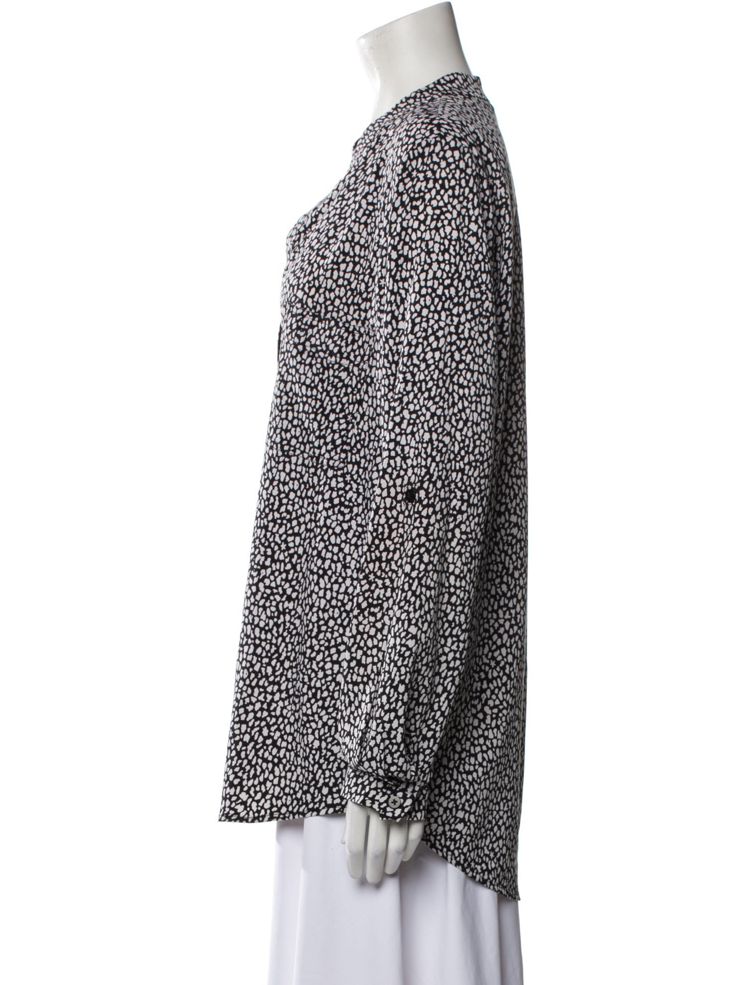 Diane von Furstenberg Printed Long Sleeve Button-Up Top