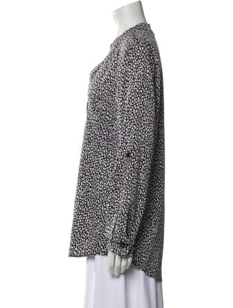 Diane von Furstenberg Printed Long Sleeve Button-Up Top