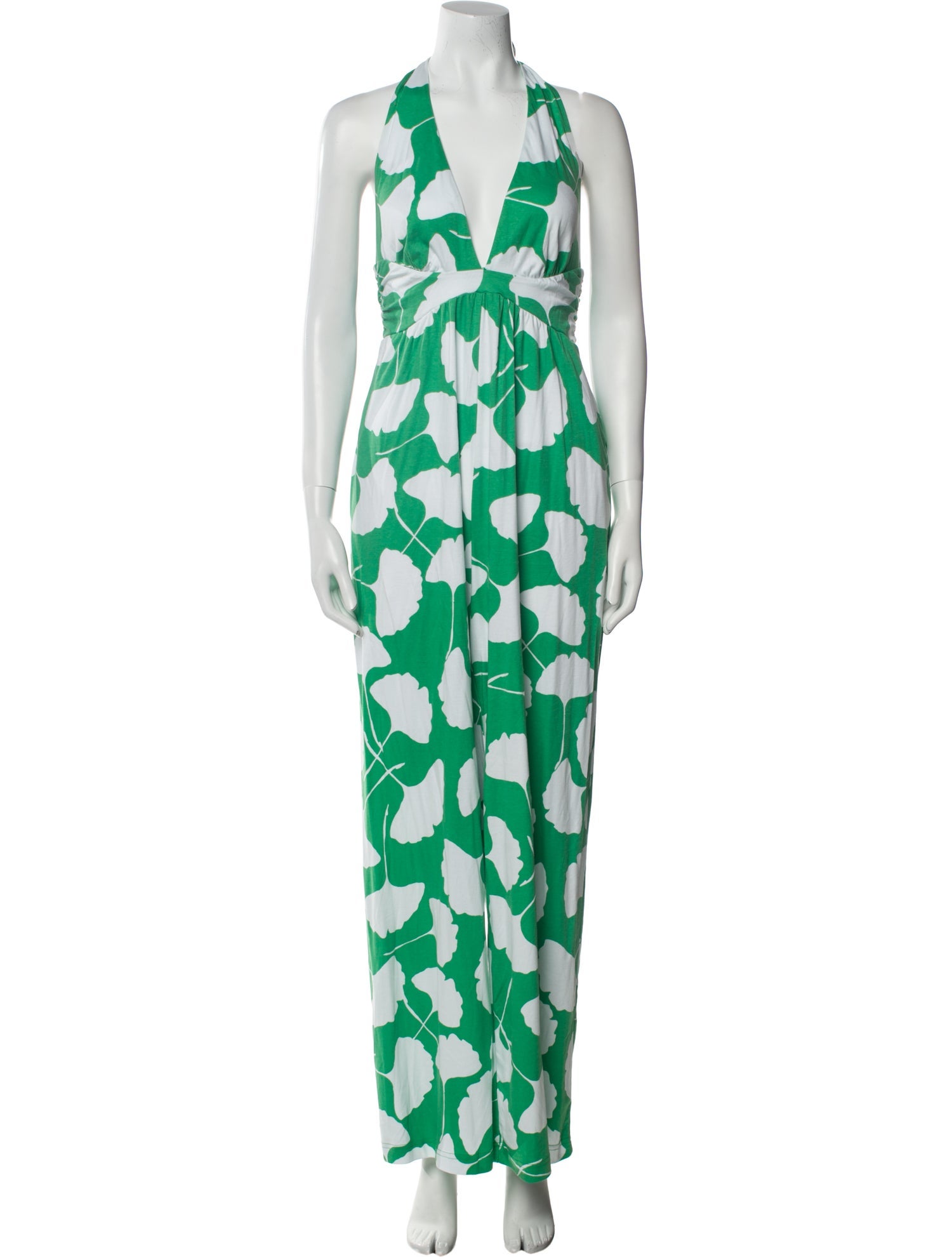 Diane von Furstenberg Floral Print V-Neck Jumpsuit