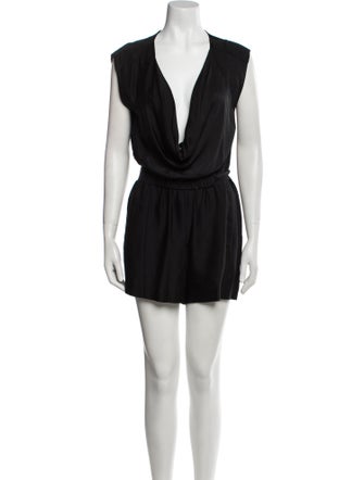 Diane von Furstenberg Silk Plunge Neckline Romper