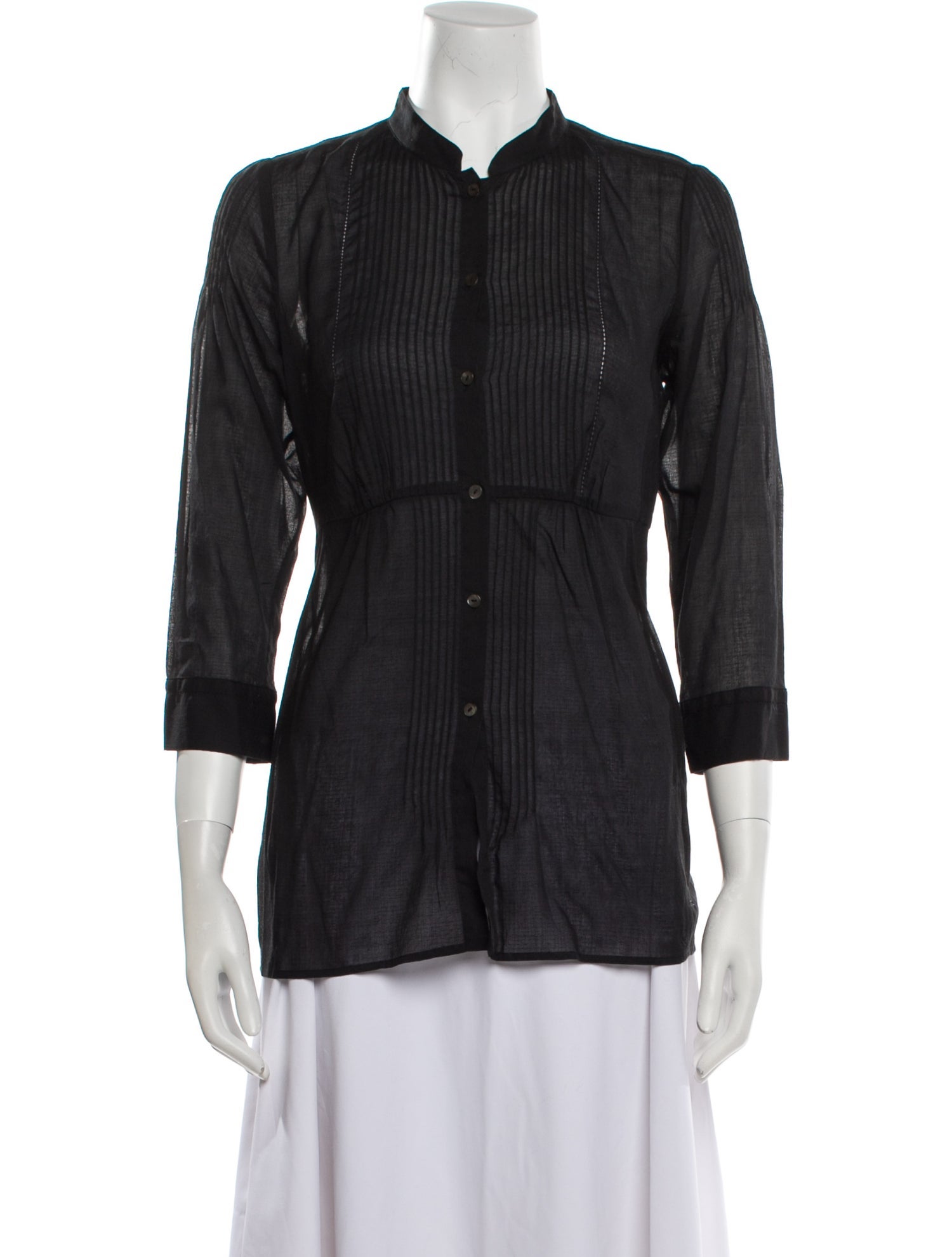 Diane von Furstenberg Three-Quarter Sleeve Button-Up Top