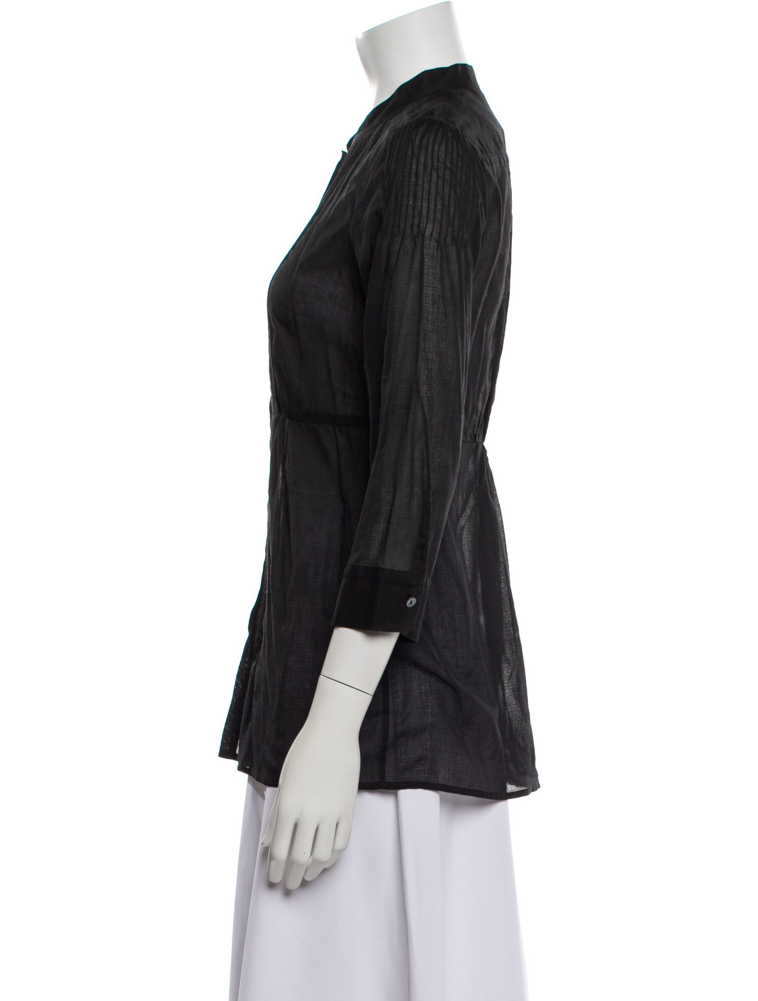 Diane von Furstenberg Three-Quarter Sleeve Button-Up Top