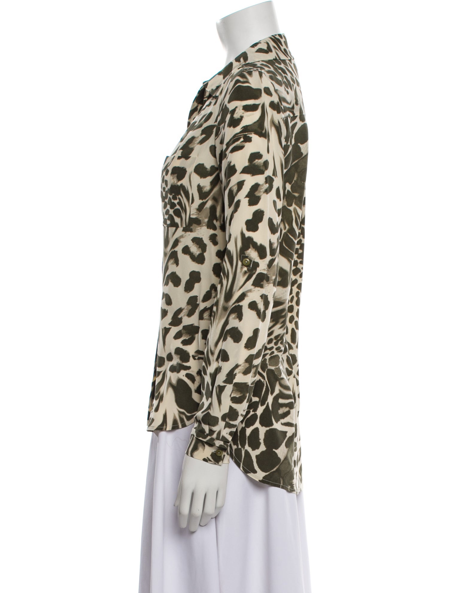 Diane von Furstenberg Silk Animal Print Button-Up Top