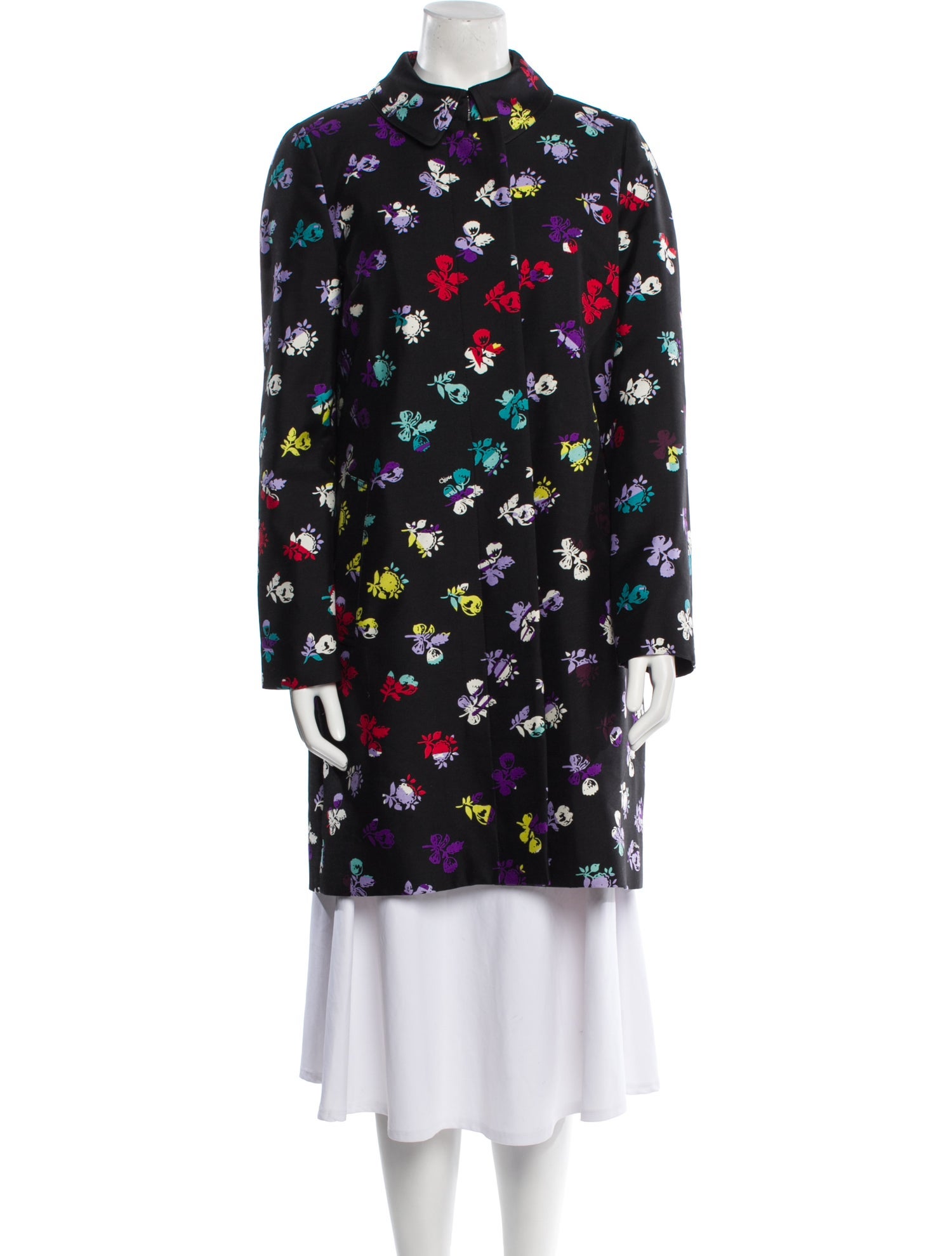 Diane von Furstenberg Wool Floral Print Trench Coat