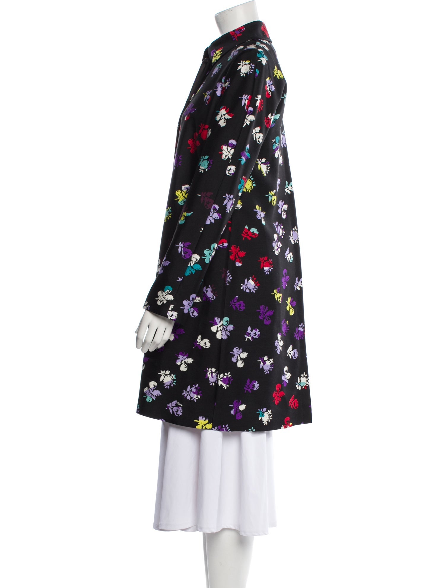 Diane von Furstenberg Wool Floral Print Trench Coat