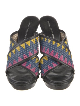 Diane von Furstenberg Leather Printed Slides