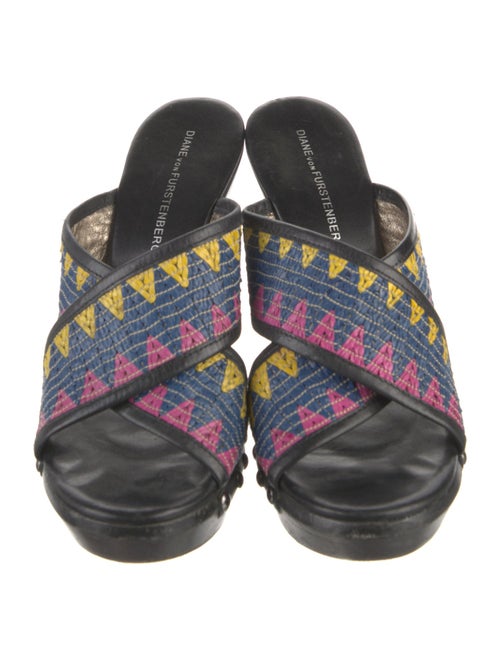 Diane von Furstenberg Leather Printed Slides