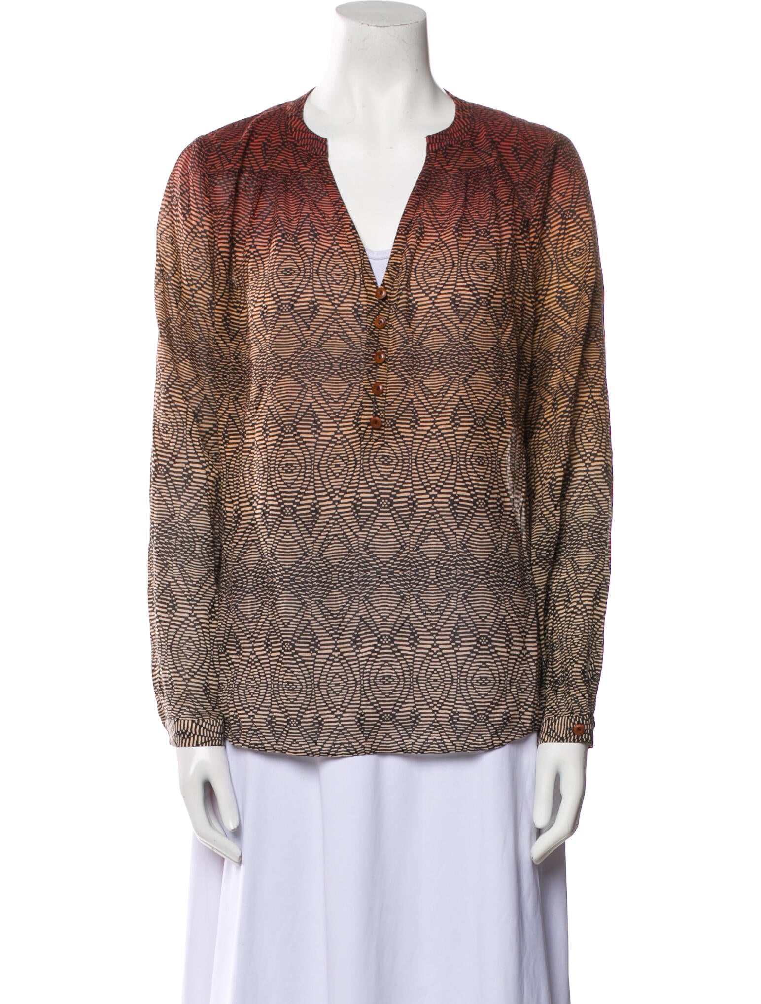 Diane von Furstenberg Printed V-Neck Blouse