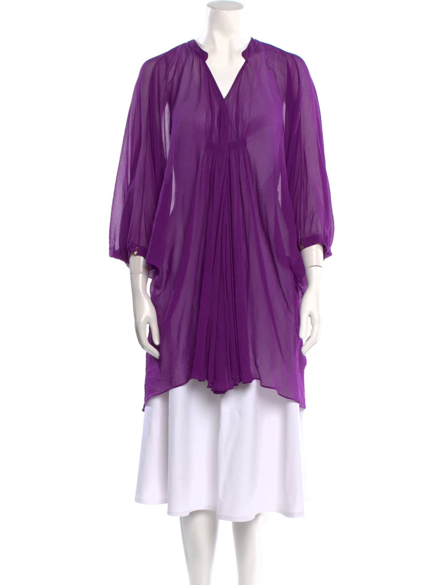 Diane von Furstenberg V-Neck Three-Quarter Sleeve Tunic