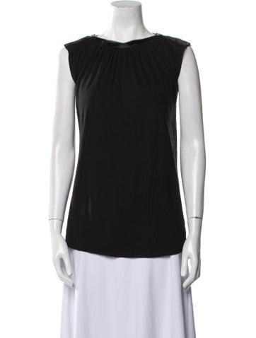 Diane von Furstenberg Tops Bateau Neckline Sleeveless Blouse Petite