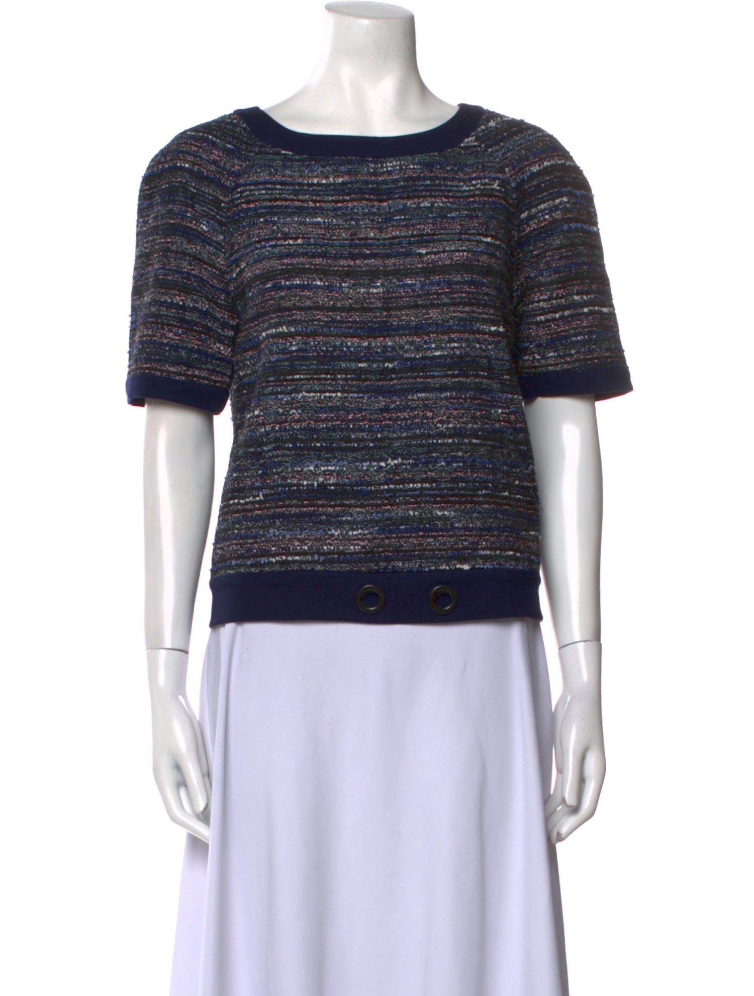 Diane von Furstenberg Striped Bateau Neckline Top