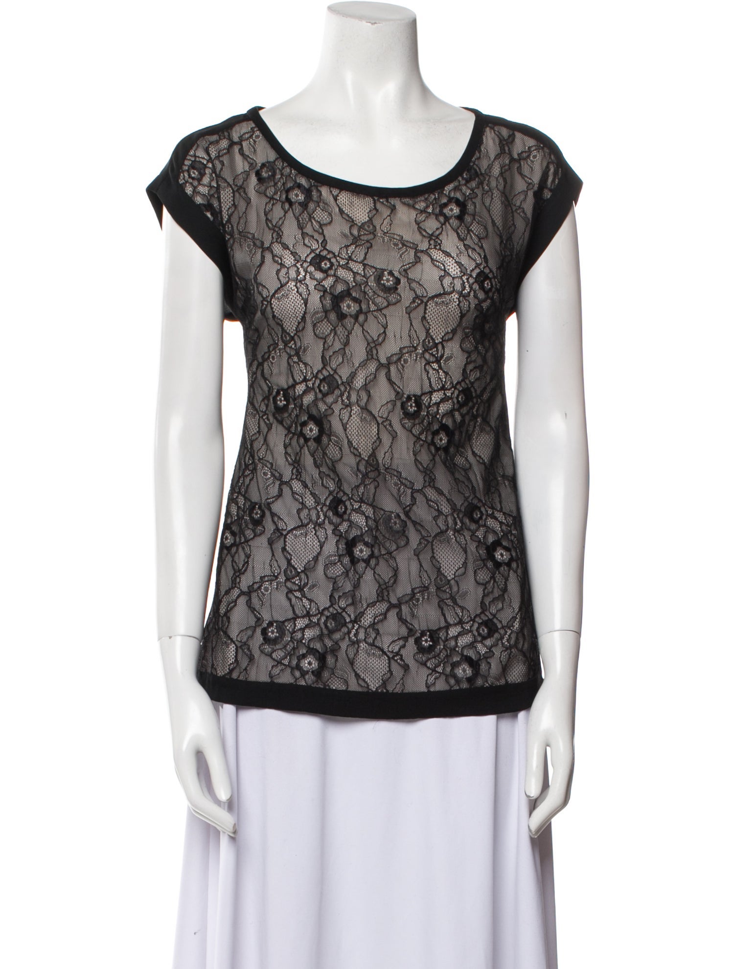 Diane von Furstenberg Lace Pattern Scoop Neck Blouse