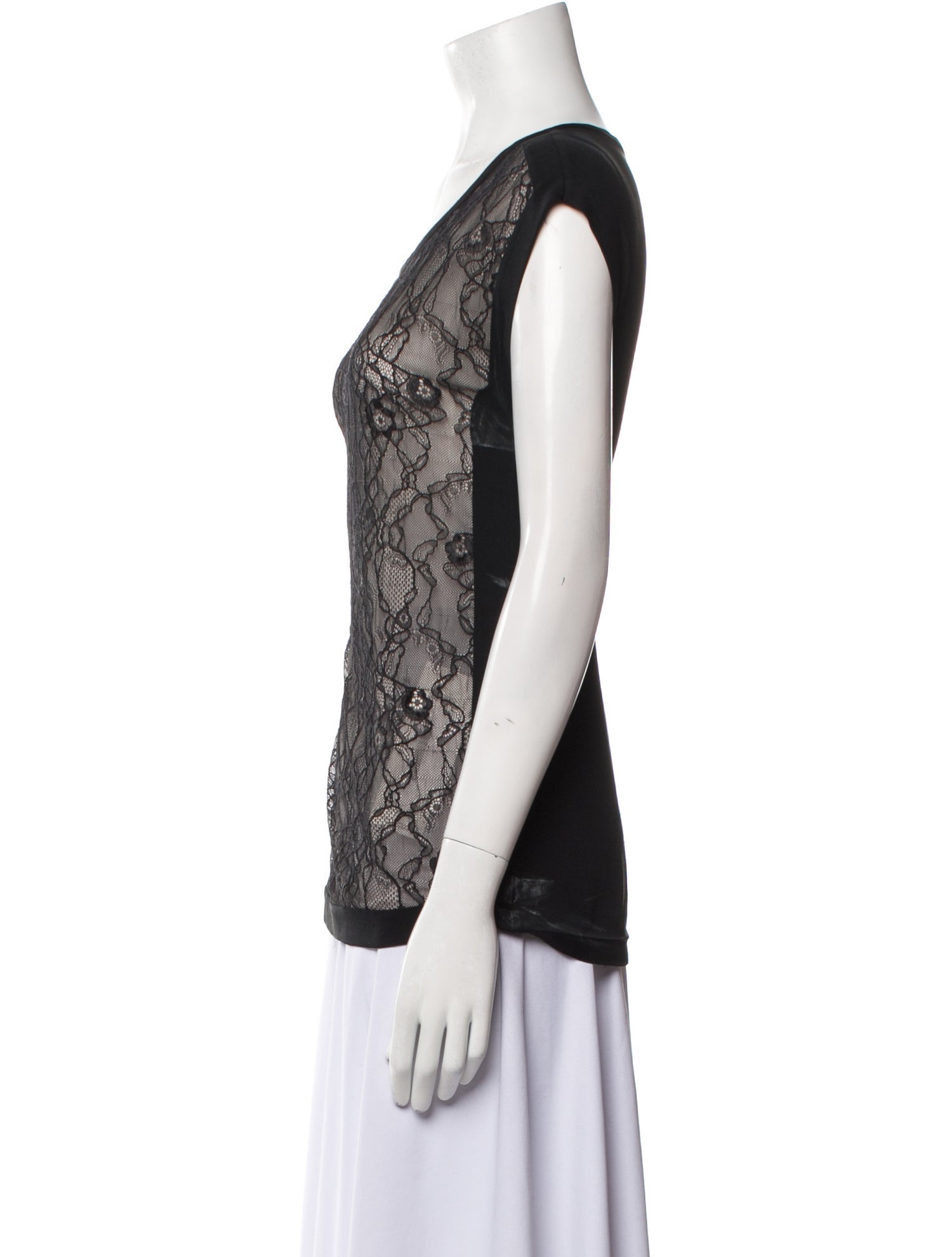Diane von Furstenberg Lace Pattern Scoop Neck Blouse