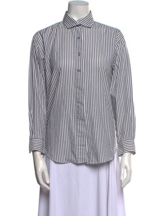 Diane von Furstenberg Striped Long Sleeve Button-Up Top